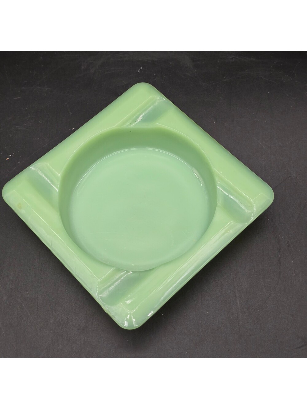 Vintage Fire-King Jadeite Glass Square Ashtray 4.25 Unmarked Anchor Hocking 1940
